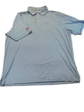 Rhoback XXL Blue and White Striped Milwaukee Tool Performance Polo Shirt Golf